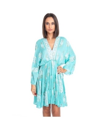 Vestido Corto Azul Estampado para Mujer - Moda Isla Bonita, Vestido Elegante, Ideal para Fiesta y Ocasiones Especiales