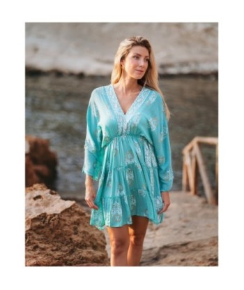 Vestido Corto Azul Estampado para Mujer - Moda Isla Bonita, Vestido Elegante, Ideal para Fiesta y Ocasiones Especiales