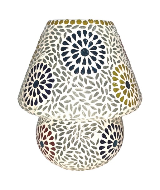Lámpara Mosaico Sobremesa de Vidrio y Escayola con Diseño Floral
