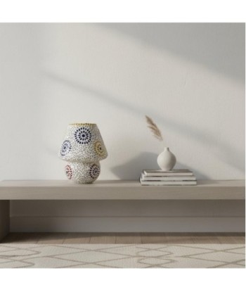Lámpara Mosaico Sobremesa de Vidrio y Escayola con Diseño Floral