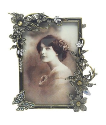 Marco de Fotos de Metal y Cristal Estilo Vintage con Detalles Florales