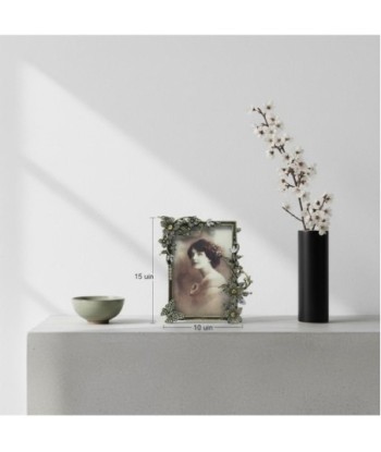 Marco de Fotos de Metal y Cristal Estilo Vintage con Detalles Florales