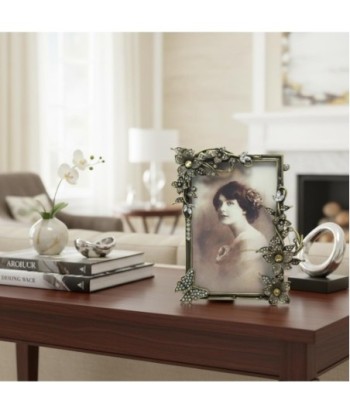 Marco de Fotos de Metal y Cristal Estilo Vintage con Detalles Florales