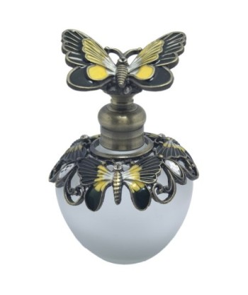 Botella De Perfume Mariposa de Metal y Cristal - Estilo Vintage con Detalles de Mariposa