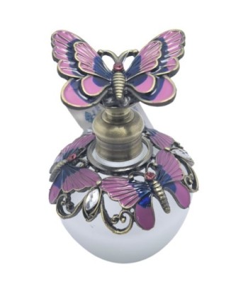 Botella de Perfume Mariposa de Metal y Cristal, Diseño Elegante y Colorido