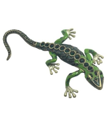 Caja Lagarto de Metal Verde con Detalles Decorativos