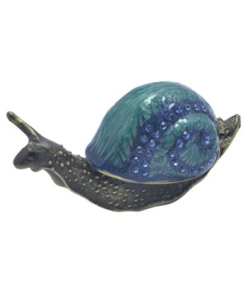Caja Caracol de Metal Decorativa con Detalles en Azul y Verde