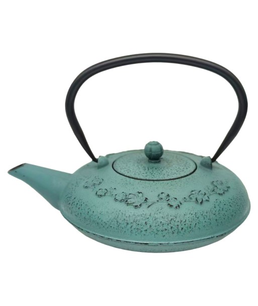 Tetera de Hierro Colado 0,8L con Diseño Floral en Verde