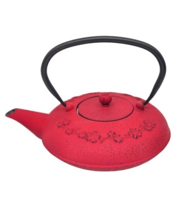 Tetera 0,8L de Hierro Colado  Diseño Floral Rojo