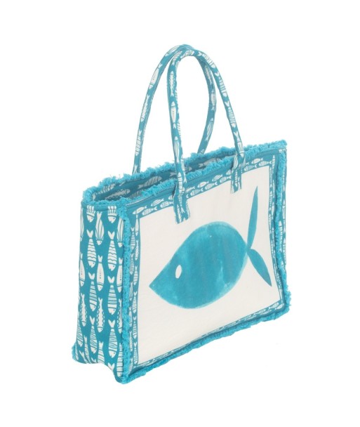Bolso Mujer Azul Algodón 100% - Tote Bag Animal Print con Cierre Cremallera - Ideal para Regalos Mujer y Uso Diario