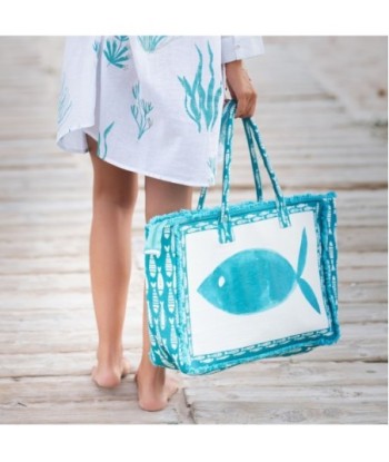 Bolso Mujer Azul Algodón 100% - Tote Bag Animal Print con Cierre Cremallera - Ideal para Regalos Mujer y Uso Diario