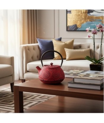 Tetera de Hierro Colado 1,2L - Estilo Moderno y Color Rojo