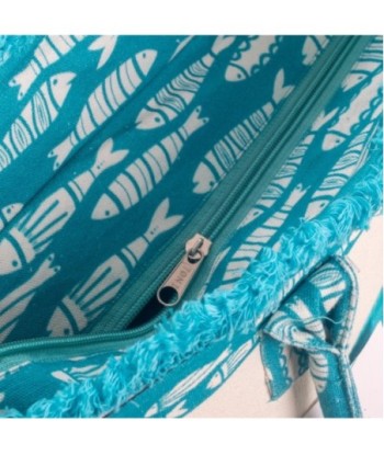 Bolso Mujer Azul Algodón 100% - Tote Bag Animal Print con Cierre Cremallera - Ideal para Regalos Mujer y Uso Diario