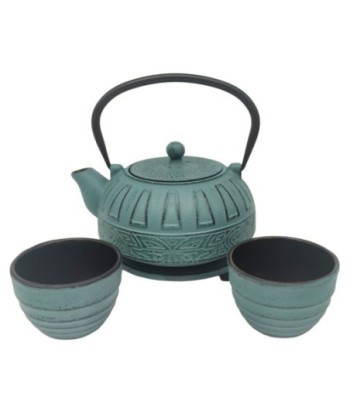 Set Tetera de Hierro Colado 0,8L con 2 Vasos y 2 Posavasos - Estilo Oriental