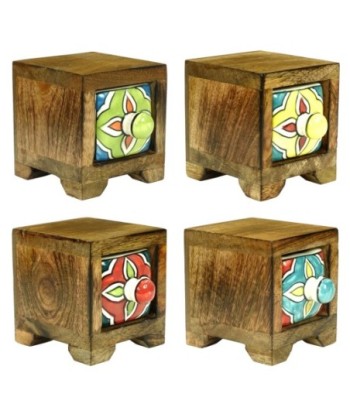 Especiero 1 Cajon de Madera y Cerámica Colorido para Cocina