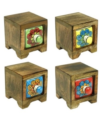 Especiero 1 Cajón de Madera y Cerámica Colorido para Cocina
