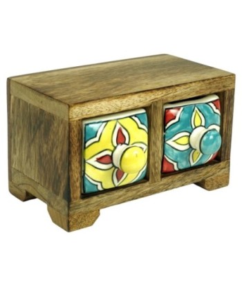 Especiero 2 Cajones de Madera y Cerámica - Estilo Colorido