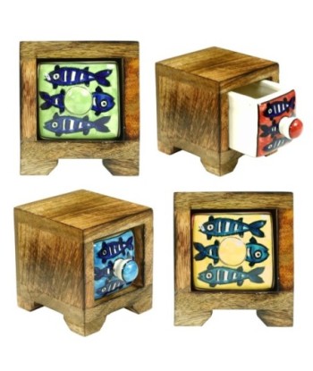 Especiero 1 Cajón de Madera y Cerámica con Diseño Divertido