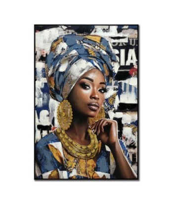 Cuadro de pintura de mujer con tocado y grandes pendientes - Estilo contemporáneo