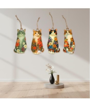 Colgante 4U Metal Gatos Flores Decorativo Colorido