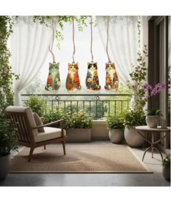 Colgante 4U Metal Gatos Flores Decorativo Colorido