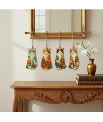 Colgante 4U Metal Gatos Flores Decorativo Colorido