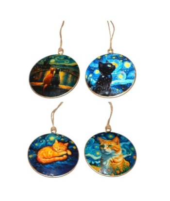 Colgante 4U de Metal con Diseño de Gatos Artísticos - Decoración Colorida
