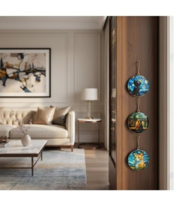 Colgante 4U de Metal con Diseño de Gatos Artísticos - Decoración Colorida