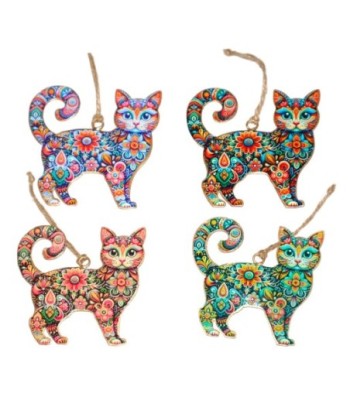 Colgante de metal 4U con diseño colorido de gatos