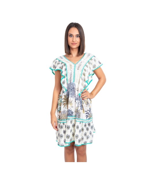 Vestido Corto Verde Estampado para Mujer - Moda Isla Bonita Boheme, Ropa Elegante y Comoda para Ocasiones Especiales