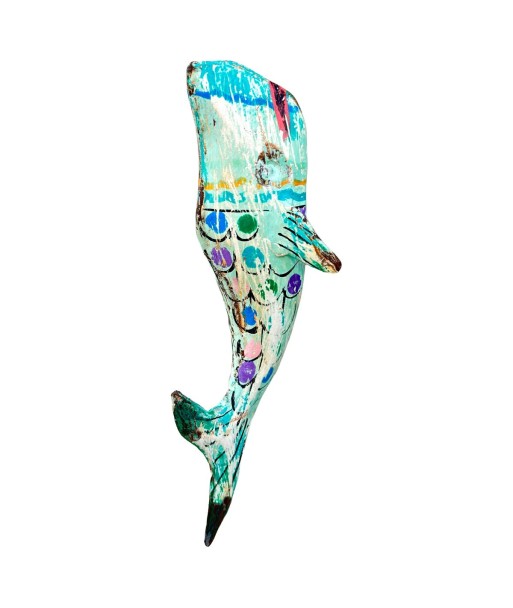 Figura Marinera Ballena S de Hojalata con Detalles Coloridos para Decoración