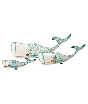 Figura Marinera Ballena S de Hojalata con Detalles Coloridos para Decoración