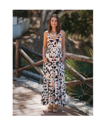 Vestido Largo Midi Azul para Mujer - Moda Elegante, Estampado Único, Ideal para Fiesta y Ocasiones Especiales