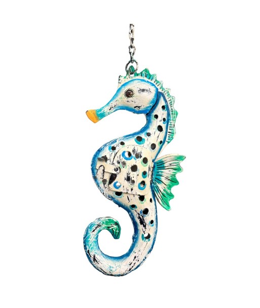 Caballito De Mar Colgante de Hojalata - Novedad Color Azul con Estilo Marítimo