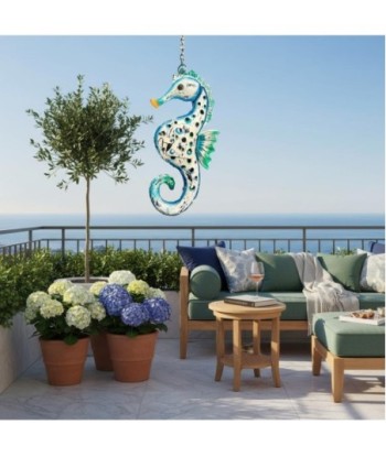 Caballito De Mar Colgante de Hojalata - Novedad Color Azul con Estilo Marítimo
