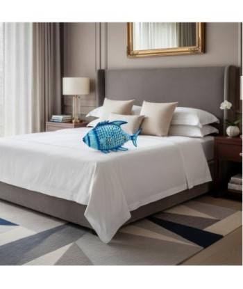 Pez Portavelas M de Hojalata Color Azul, Decoración Náutica para el Hogar