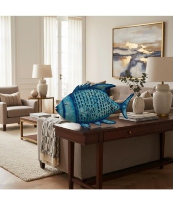 Pez Portavelas S de Hojalata Azul - Decoración Marinera