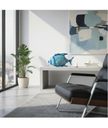 Pez Portavelas S de Hojalata Azul - Decoración Marinera