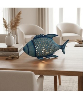 Pez Portavelas S de Hojalata Azul - Decoración Marinera
