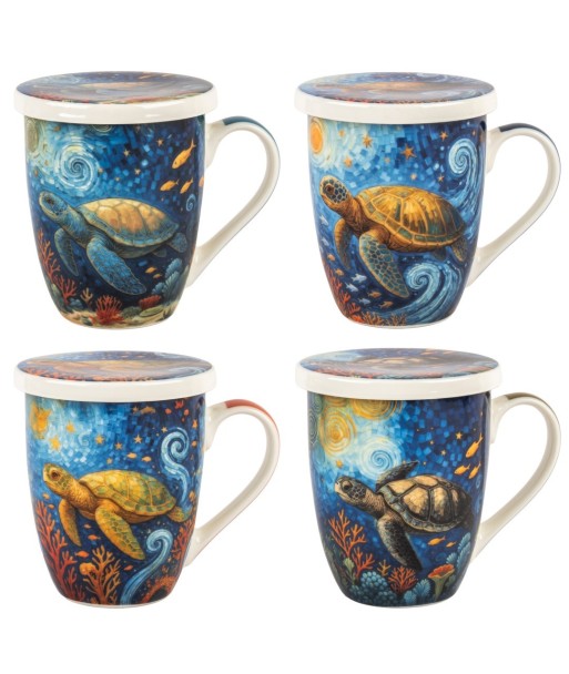 Mug Tortuga de Porcelana con Filtro y Caja Regalo - Uso Diario
