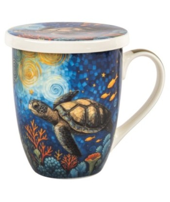 Mug Tortuga de Porcelana con Filtro y Caja Regalo - Uso Diario