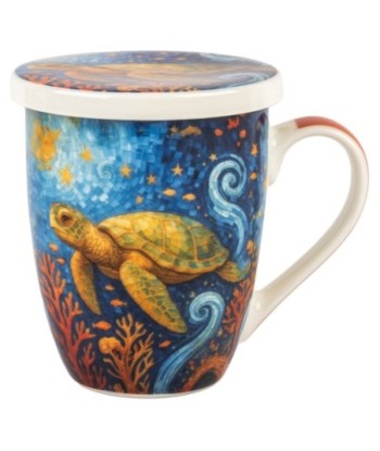 Mug Tortuga de Porcelana con Filtro y Caja Regalo - Uso Diario