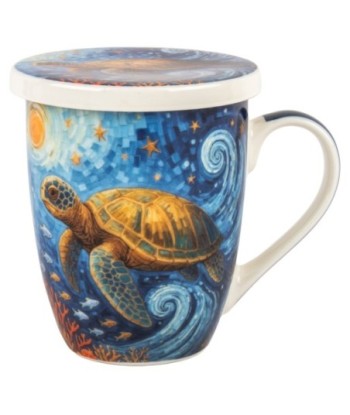 Mug Tortuga de Porcelana con Filtro y Caja Regalo - Uso Diario