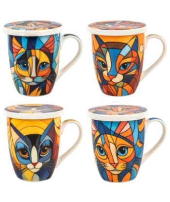 Mug de Porcelana con Filtro de Gato - Set Regalo Colorido
