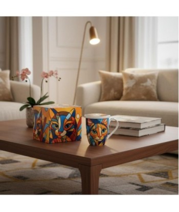 Mug de Porcelana con Filtro de Gato - Set Regalo Colorido