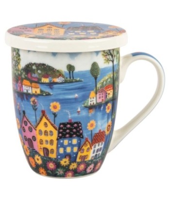 Mug de Porcelana con Filtro Metal y Diseño Colorido para Regalo