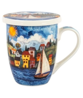 Mug de Porcelana con Filtro Metal y Diseño Colorido para Regalo
