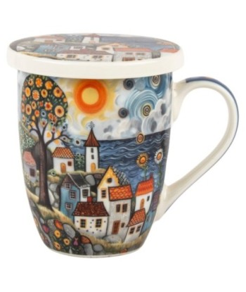 Mug de Porcelana con Filtro Metal y Diseño Colorido para Regalo