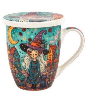 Mug de Porcelana con Filtro Metalizado, Estilo Bruja, 300ml