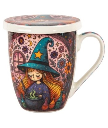 Mug de Porcelana con Filtro Metalizado, Estilo Bruja, 300ml